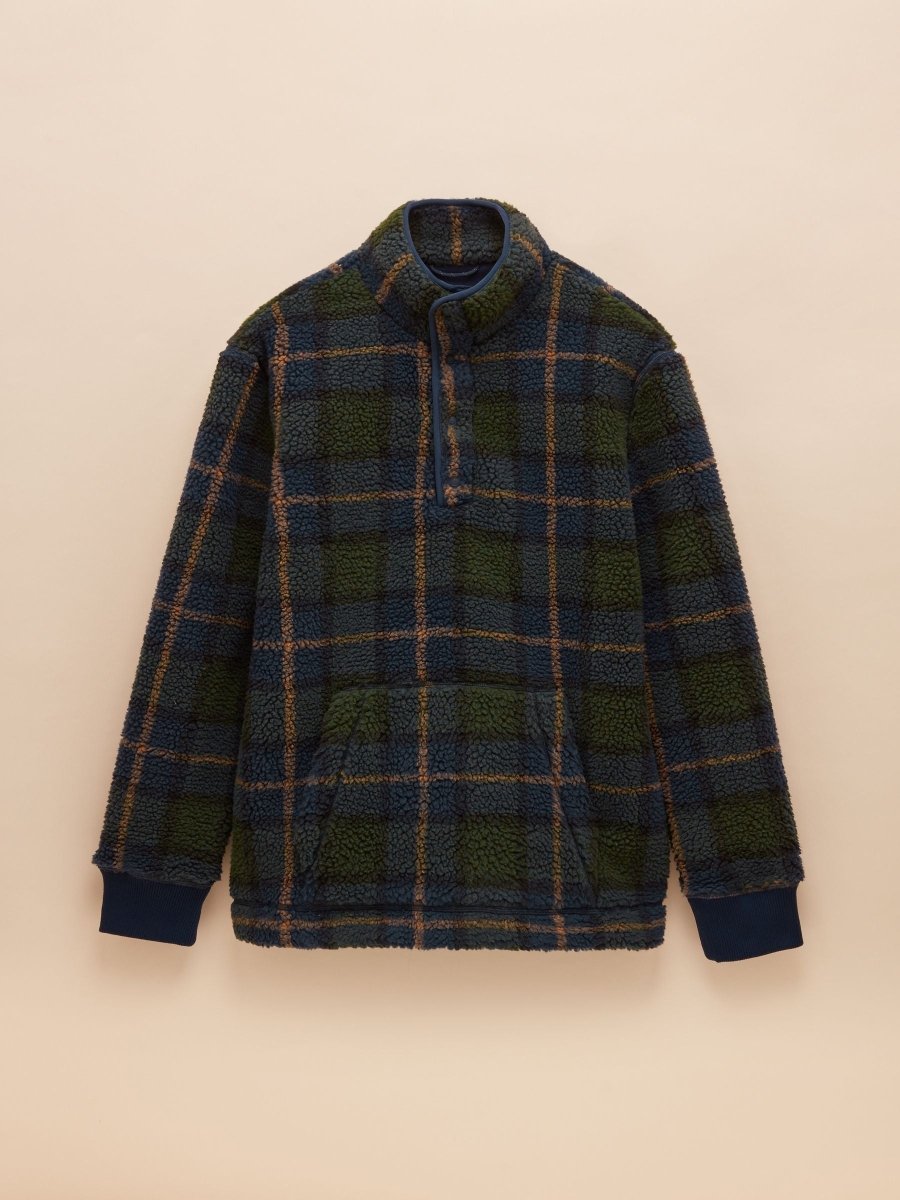 Otis Navy Check Borg Fleece - RUTHERFORD & Co