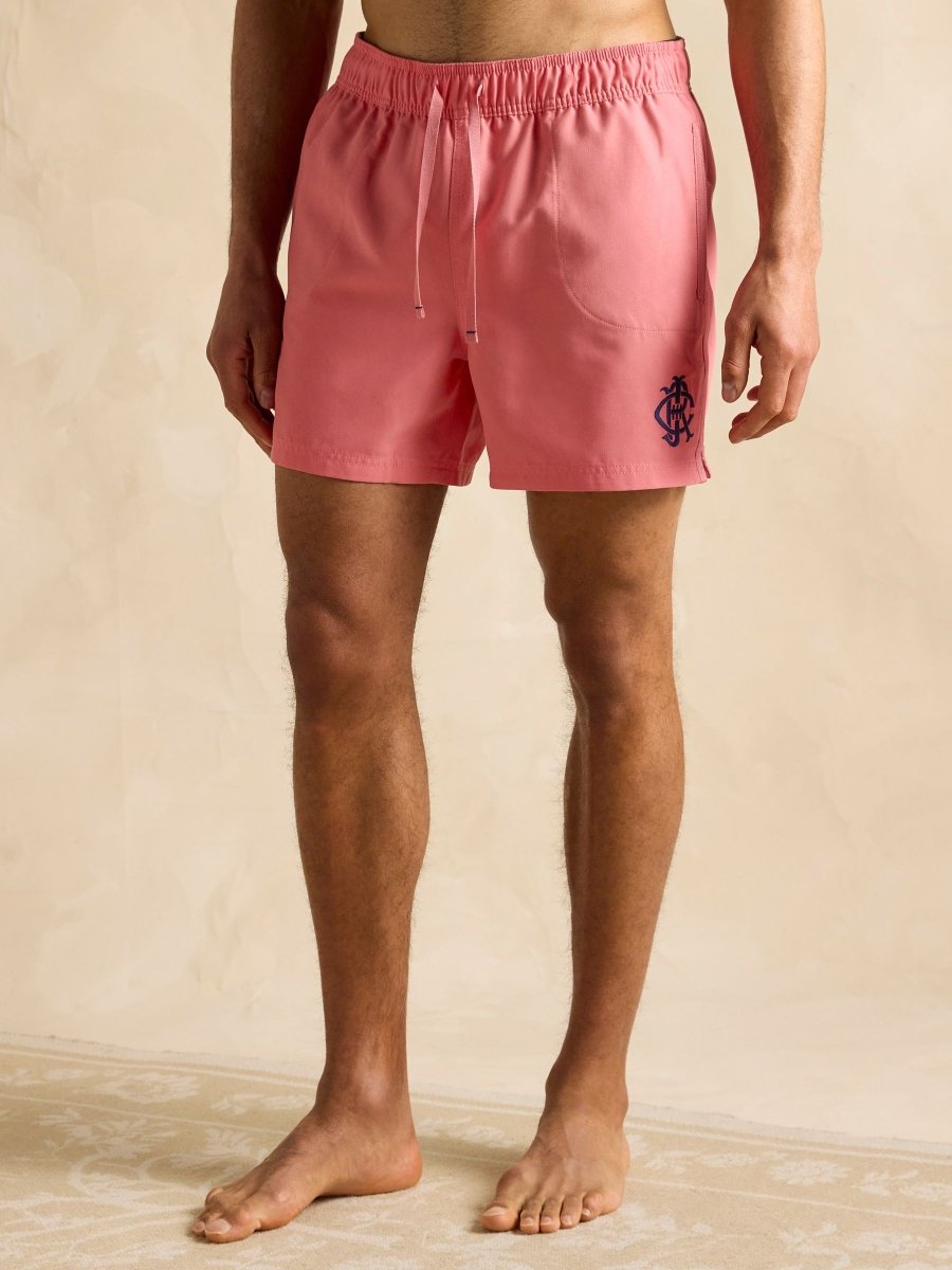Overton Rose Pink Rugby Style Swim Shorts - RUTHERFORD & Co