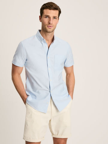 Oxford Blue Classic Fit Short Sleeve Shirt - RUTHERFORD & Co
