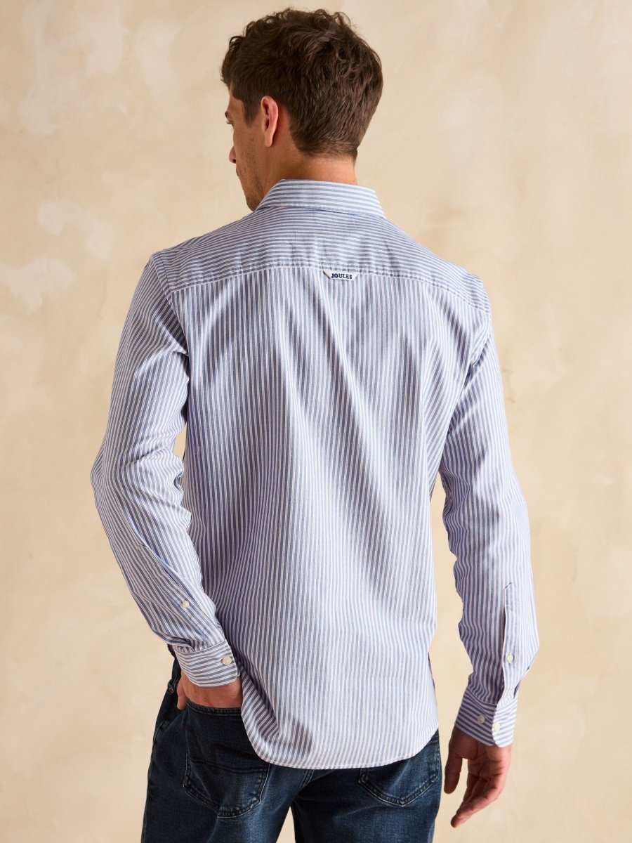 Oxford Blue Stripe Long Sleeve Classic Fit Shirt - RUTHERFORD & Co