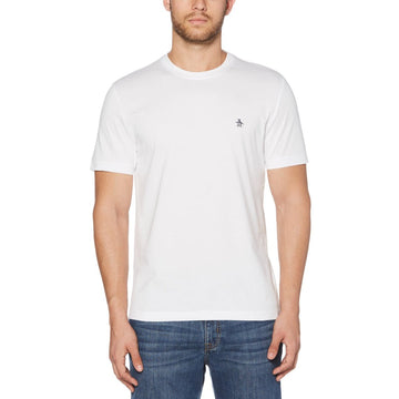 Pin Point Embroidered Logo Organic Cotton T-Shirt In Bright White - RUTHERFORD & Co