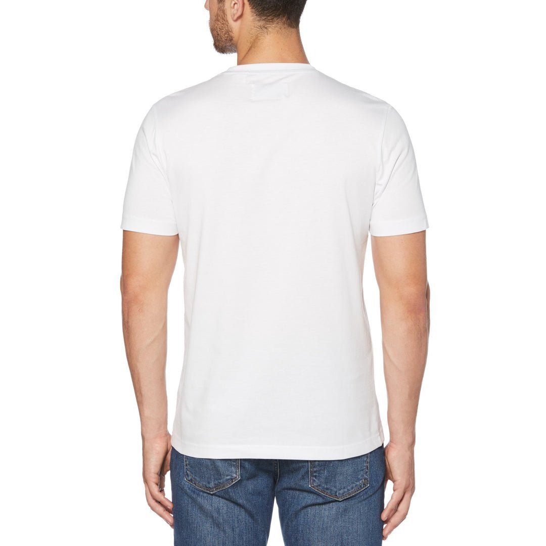 Pin Point Embroidered Logo Organic Cotton T-Shirt In Bright White - RUTHERFORD & Co
