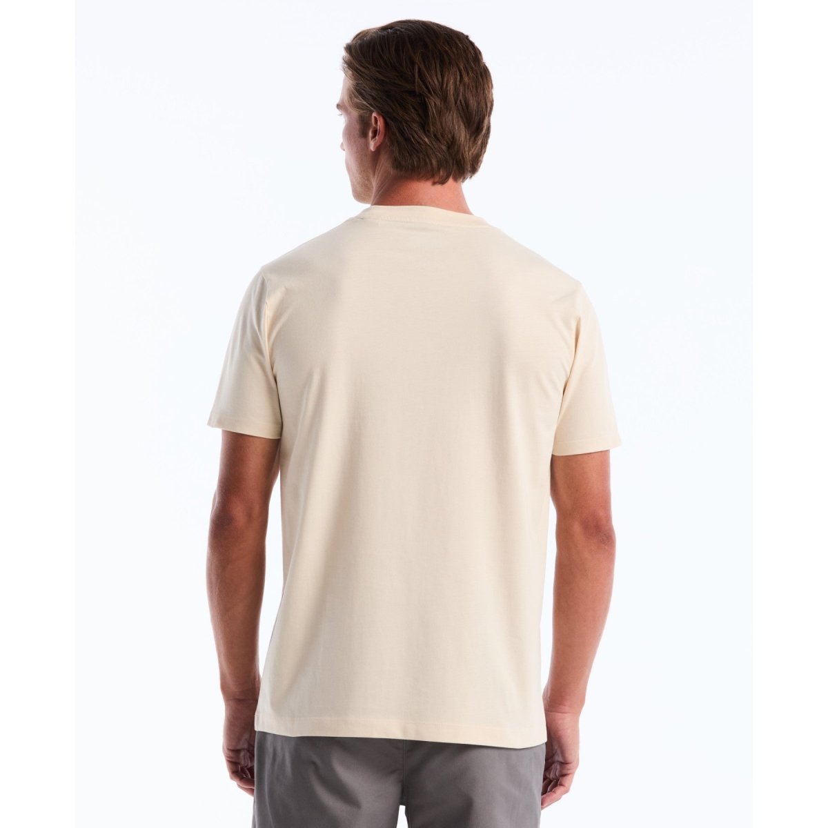 Pin Point Embroidered Logo T-Shirt In Birch - RUTHERFORD & Co
