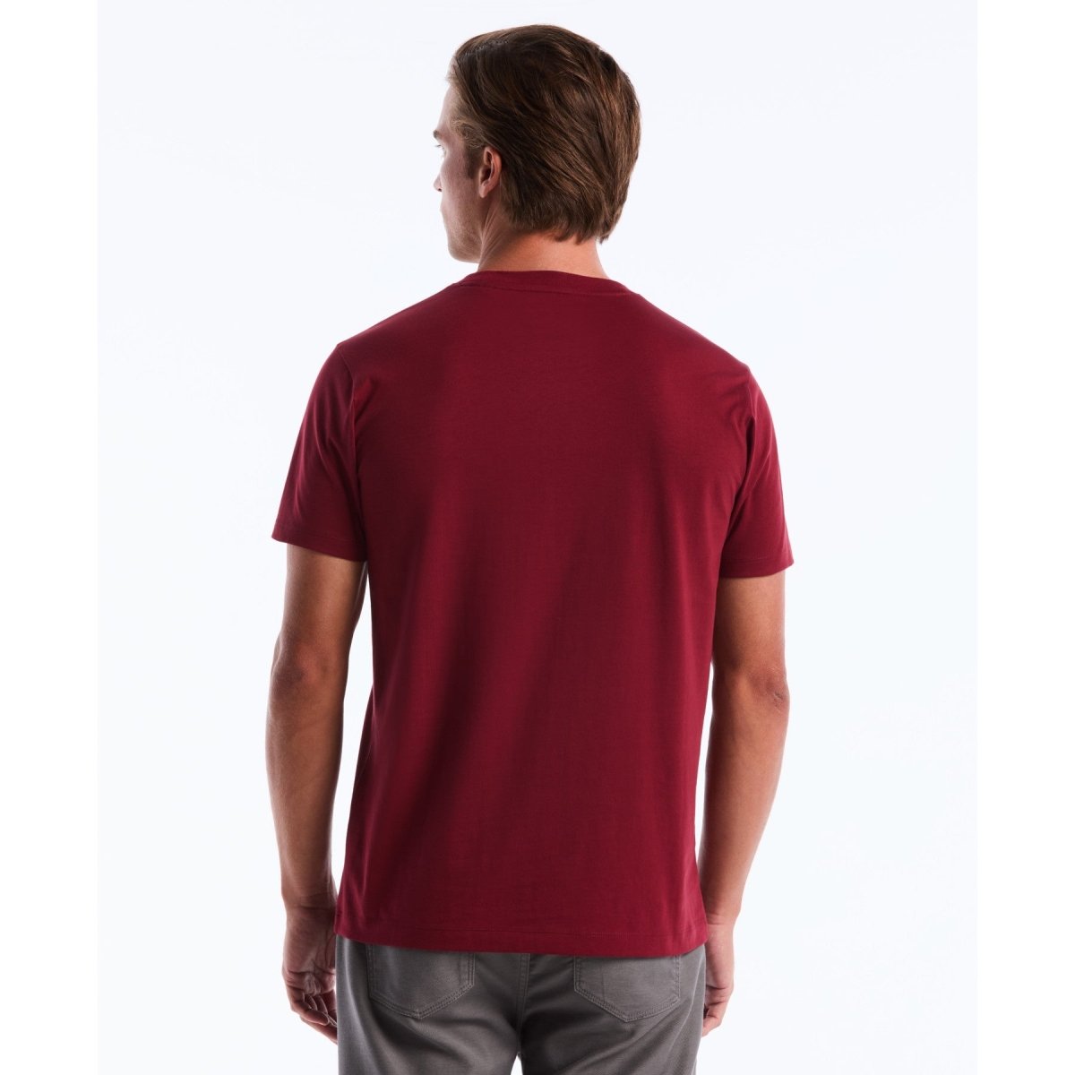 Pin Point Embroidered Logo T-Shirt In Cabernet - RUTHERFORD & Co