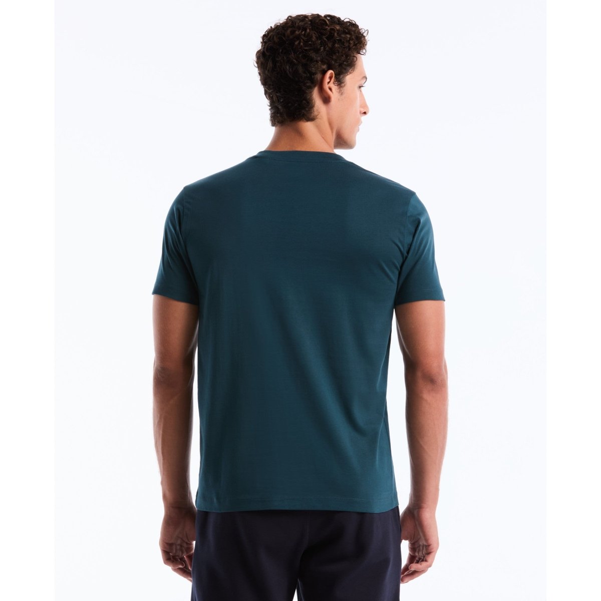 Pin Point Embroidered Logo T-Shirt In Reflecting Pond - RUTHERFORD & Co