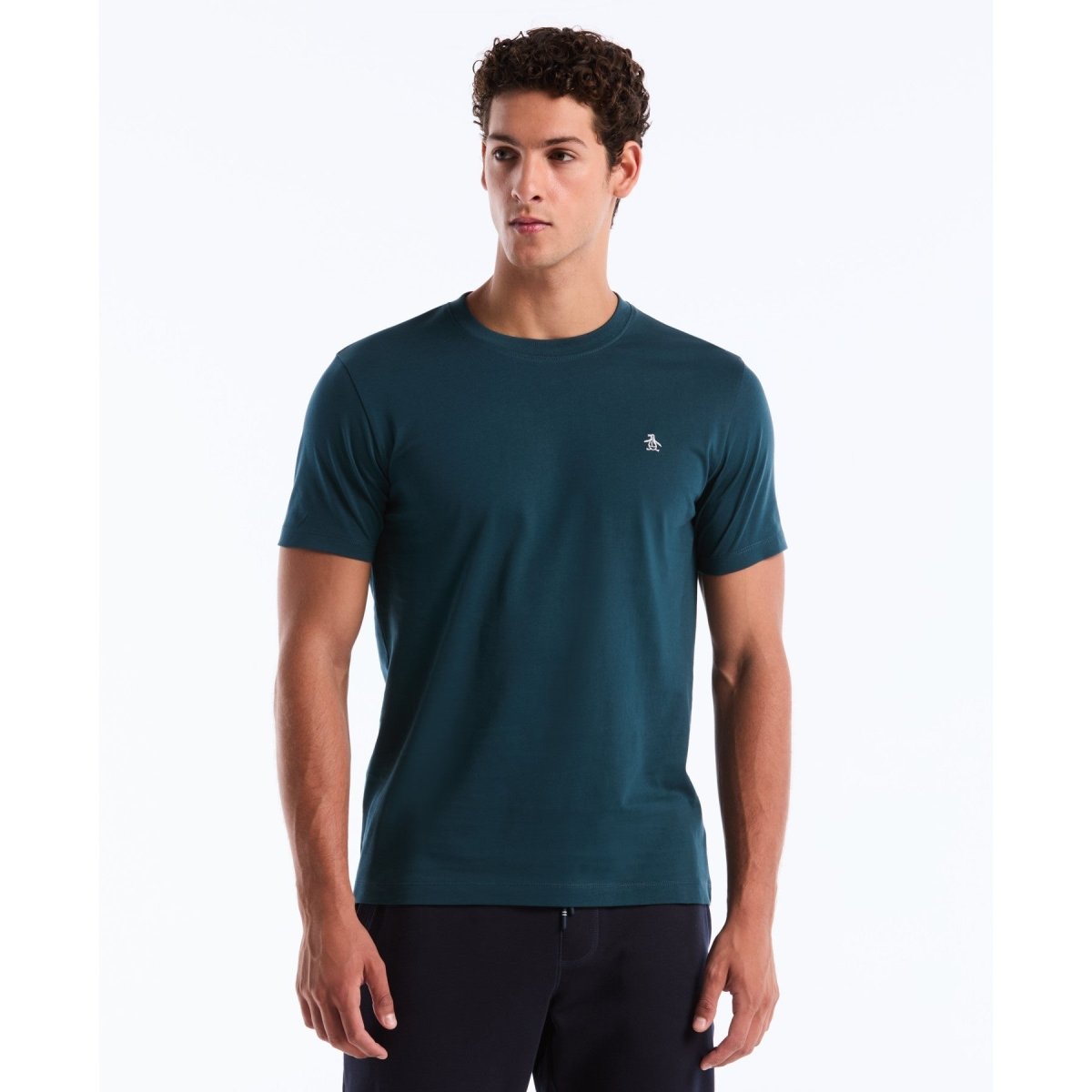 Pin Point Embroidered Logo T-Shirt In Reflecting Pond - RUTHERFORD & Co