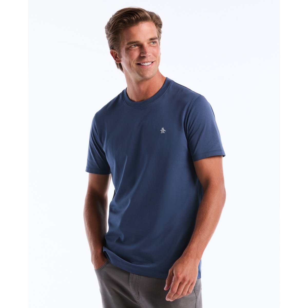 Pin Point Embroidered Logo T-Shirt In Sargasso Sea - RUTHERFORD & Co