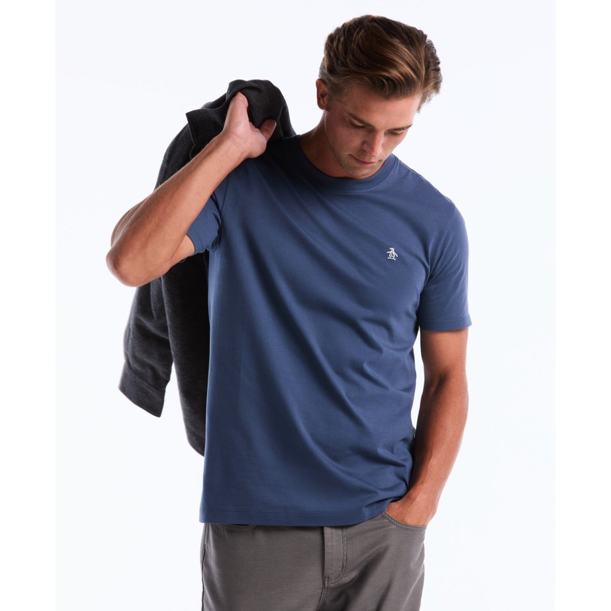 Pin Point Embroidered Logo T-Shirt In Sargasso Sea - RUTHERFORD & Co