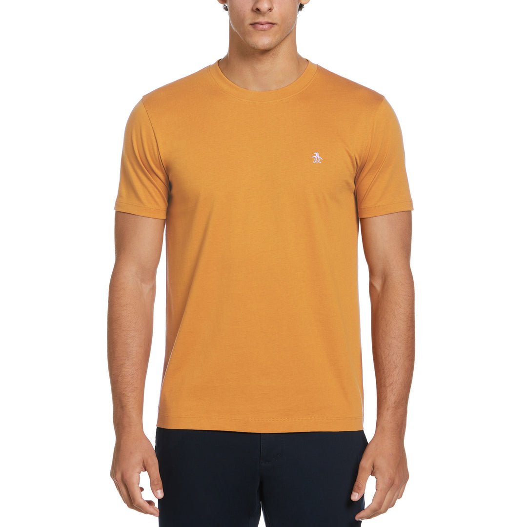 Pin Point Embroidered Pete T-Shirt In Butterscotch - RUTHERFORD & Co