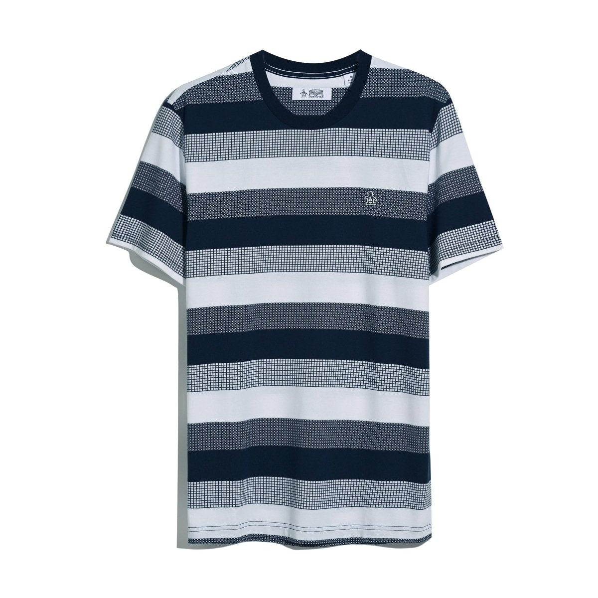Pique Jaquard Stripe T-Shirt In Dark Sapphire - RUTHERFORD & Co