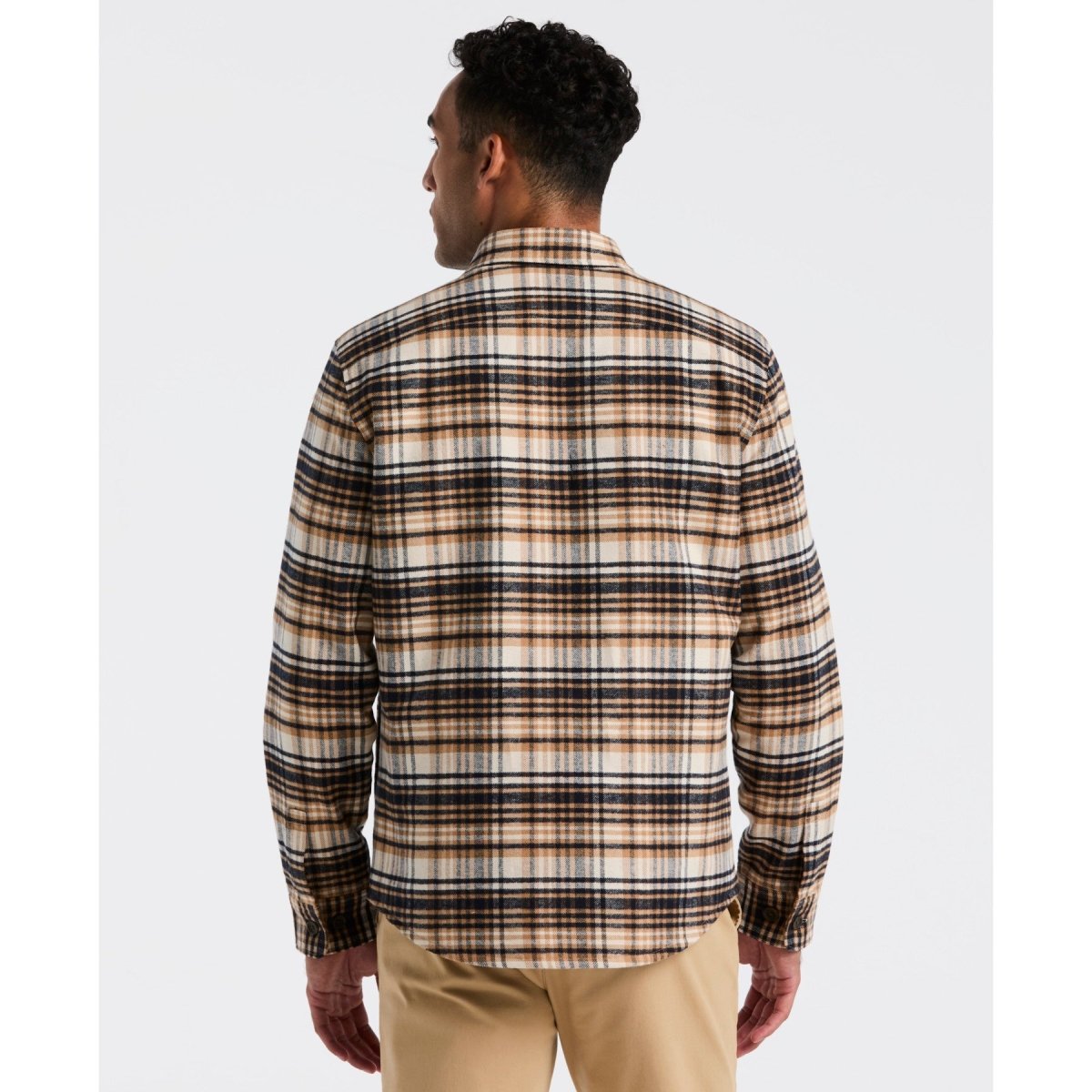 Plaid Flannel Shacket In Birch - RUTHERFORD & Co