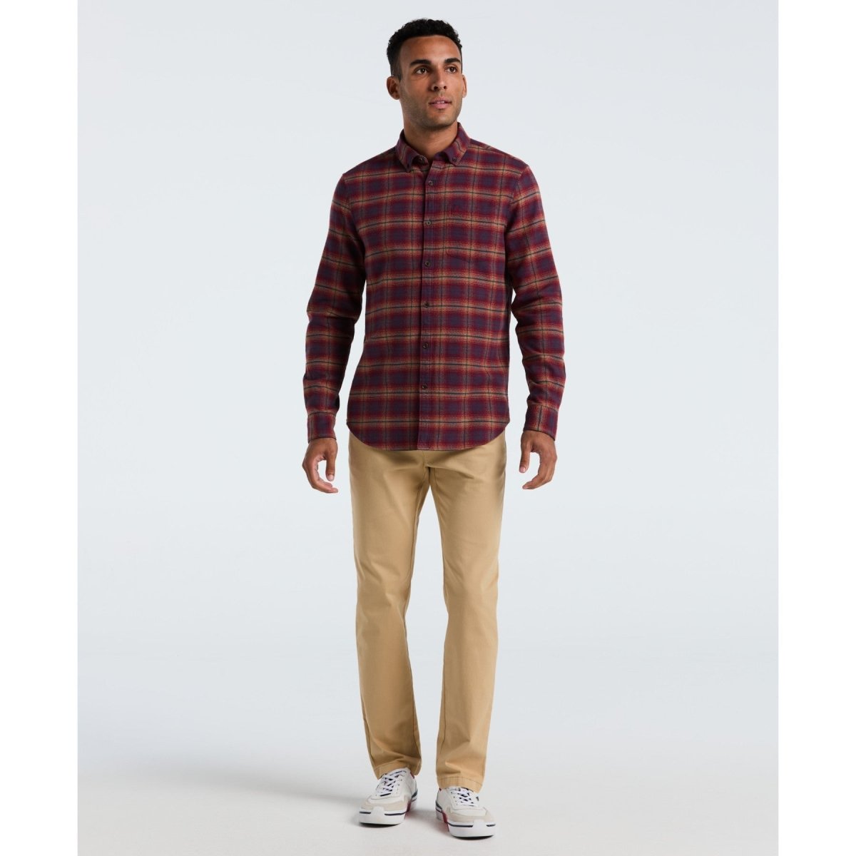 Plaid Flannel Shirt In Cabernet - RUTHERFORD & Co