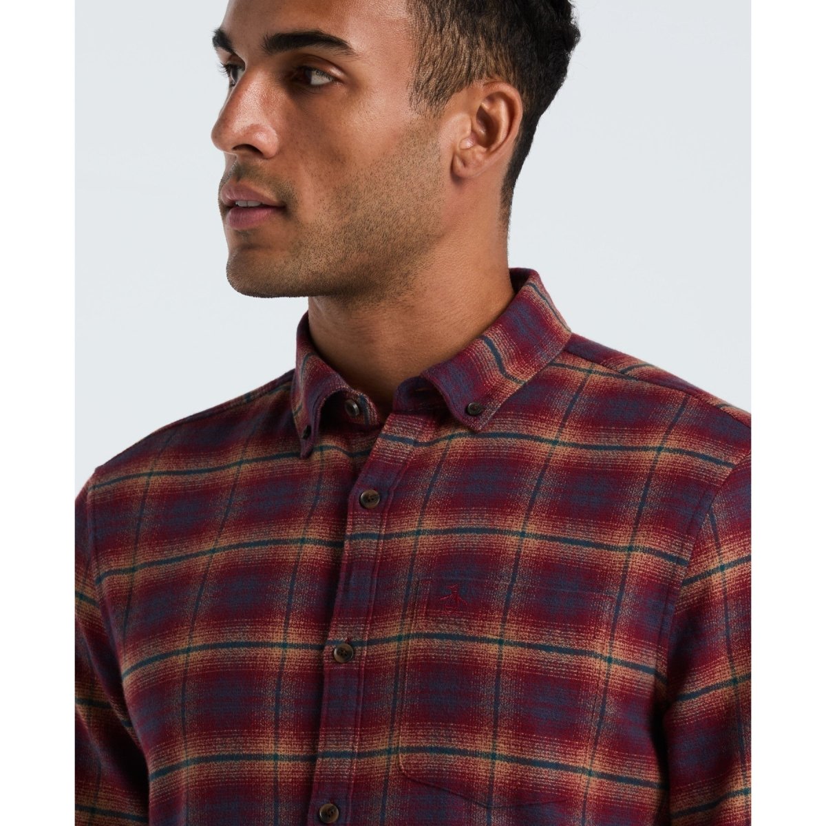 Plaid Flannel Shirt In Cabernet - RUTHERFORD & Co