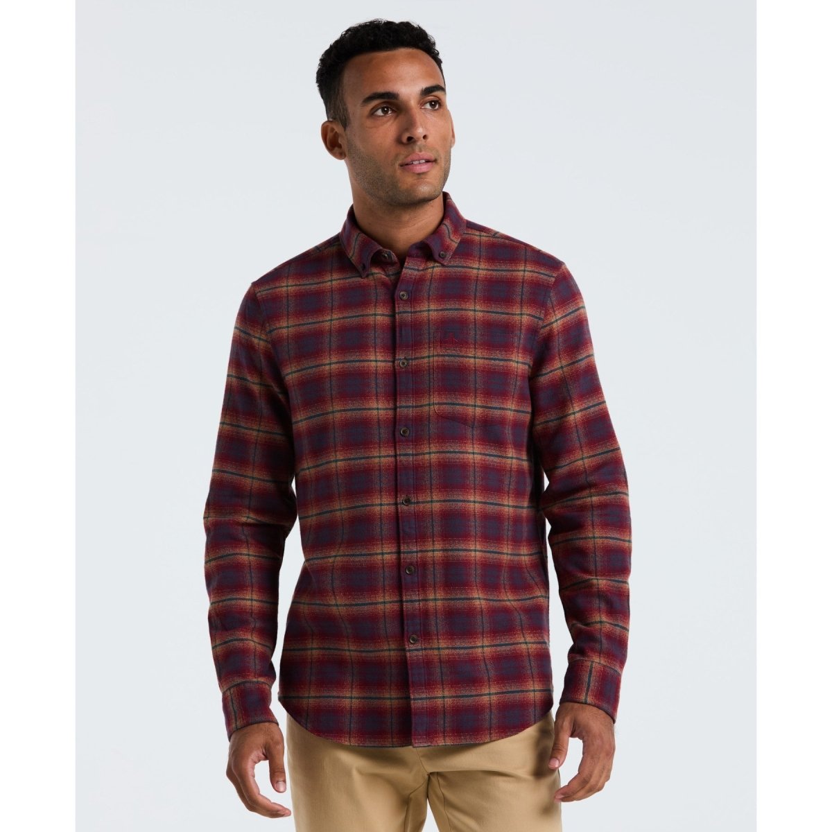 Plaid Flannel Shirt In Cabernet - RUTHERFORD & Co