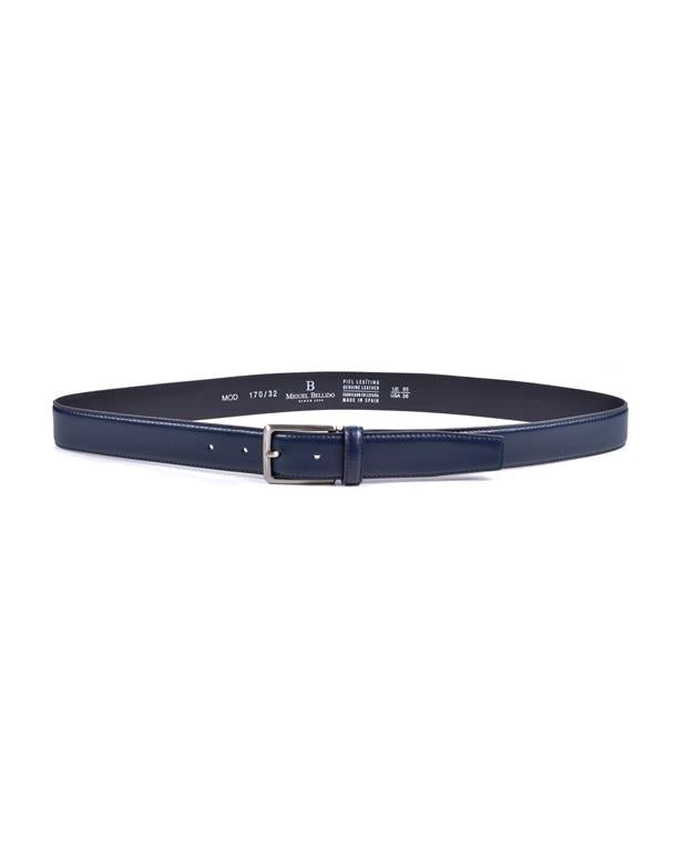 Plain Navy Leather Belt - RUTHERFORD & Co