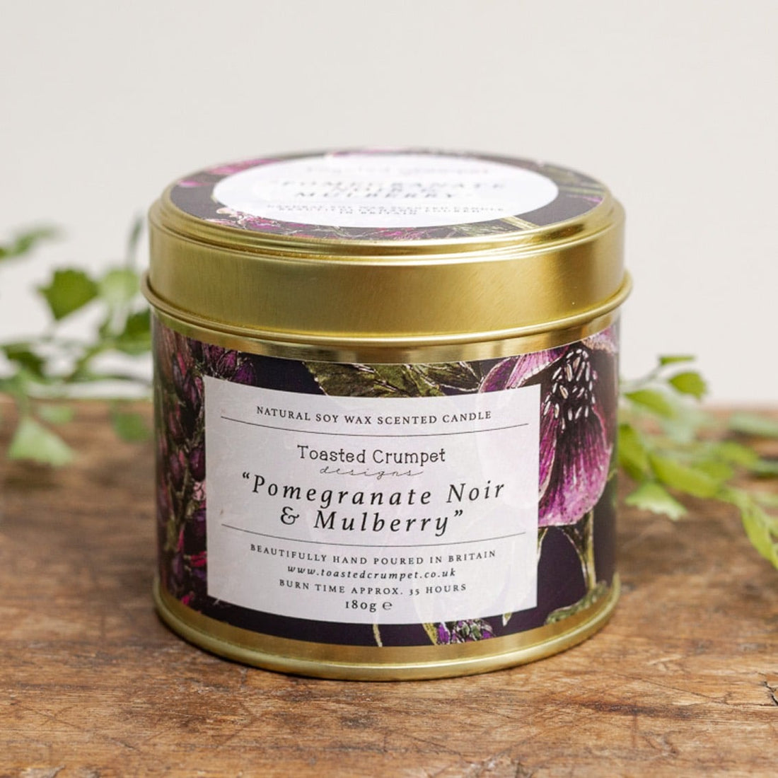 Pomegranate Noir & Mulberry Candle in Matt Gold Tin - RUTHERFORD & Co