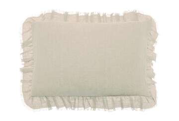 Pure linen ruffle rectangular cushion/Natural - RUTHERFORD & Co
