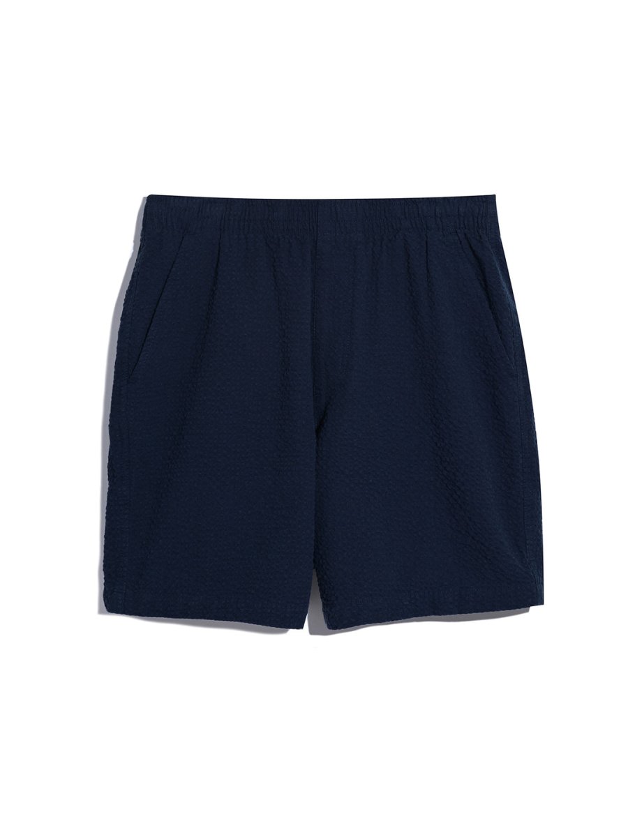 Redwald Seersucker Shorts In True Navy - RUTHERFORD & Co