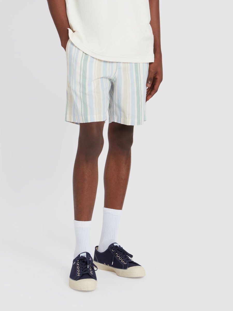 Redwald Thick Stripe Shorts In Ecru - RUTHERFORD & Co