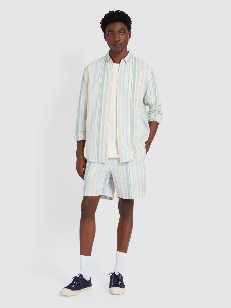 Redwald Thick Stripe Shorts In Ecru - RUTHERFORD & Co