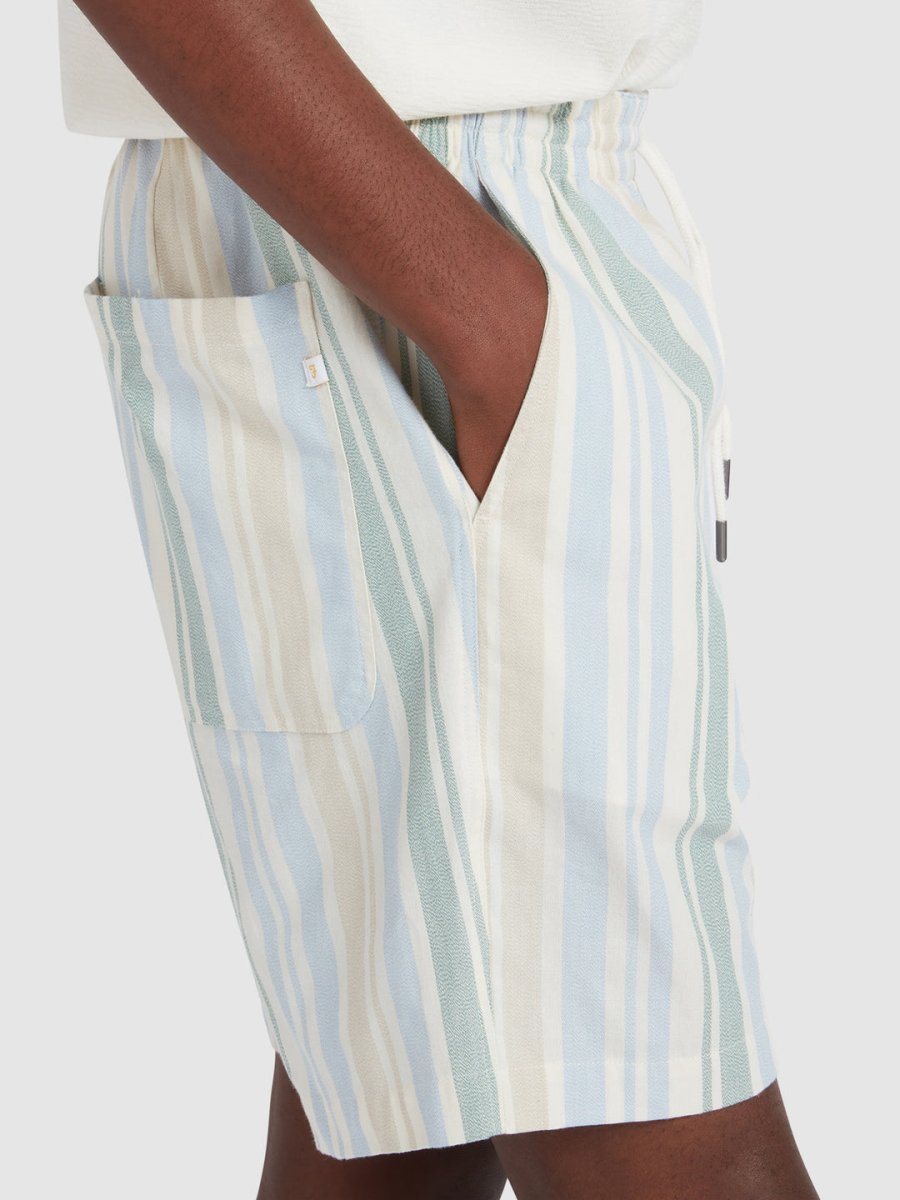 Redwald Thick Stripe Shorts In Ecru - RUTHERFORD & Co