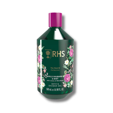 RHS Rewild Rhubarb and Mint Shower Gel 500ml - RUTHERFORD & Co