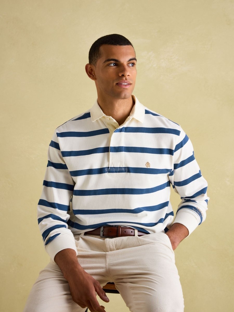 Rugby Club Cream & Blue Shirt - RUTHERFORD & Co