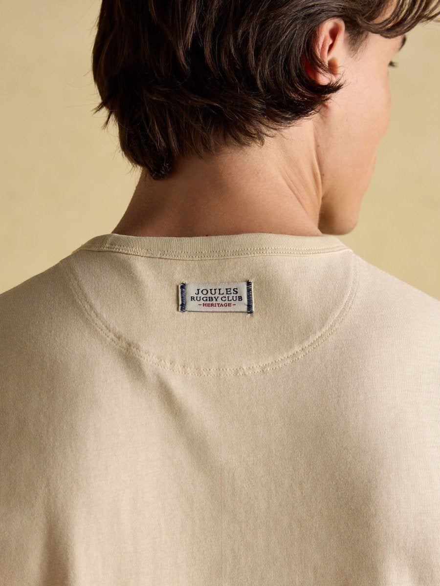 Rugby Club Cream Crew Neck Cotton T-Shirt - RUTHERFORD & Co