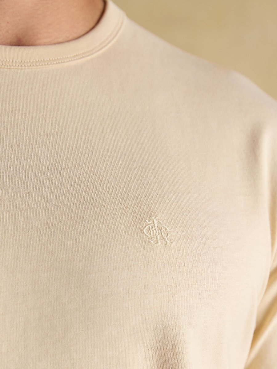Rugby Club Cream Crew Neck Cotton T-Shirt - RUTHERFORD & Co