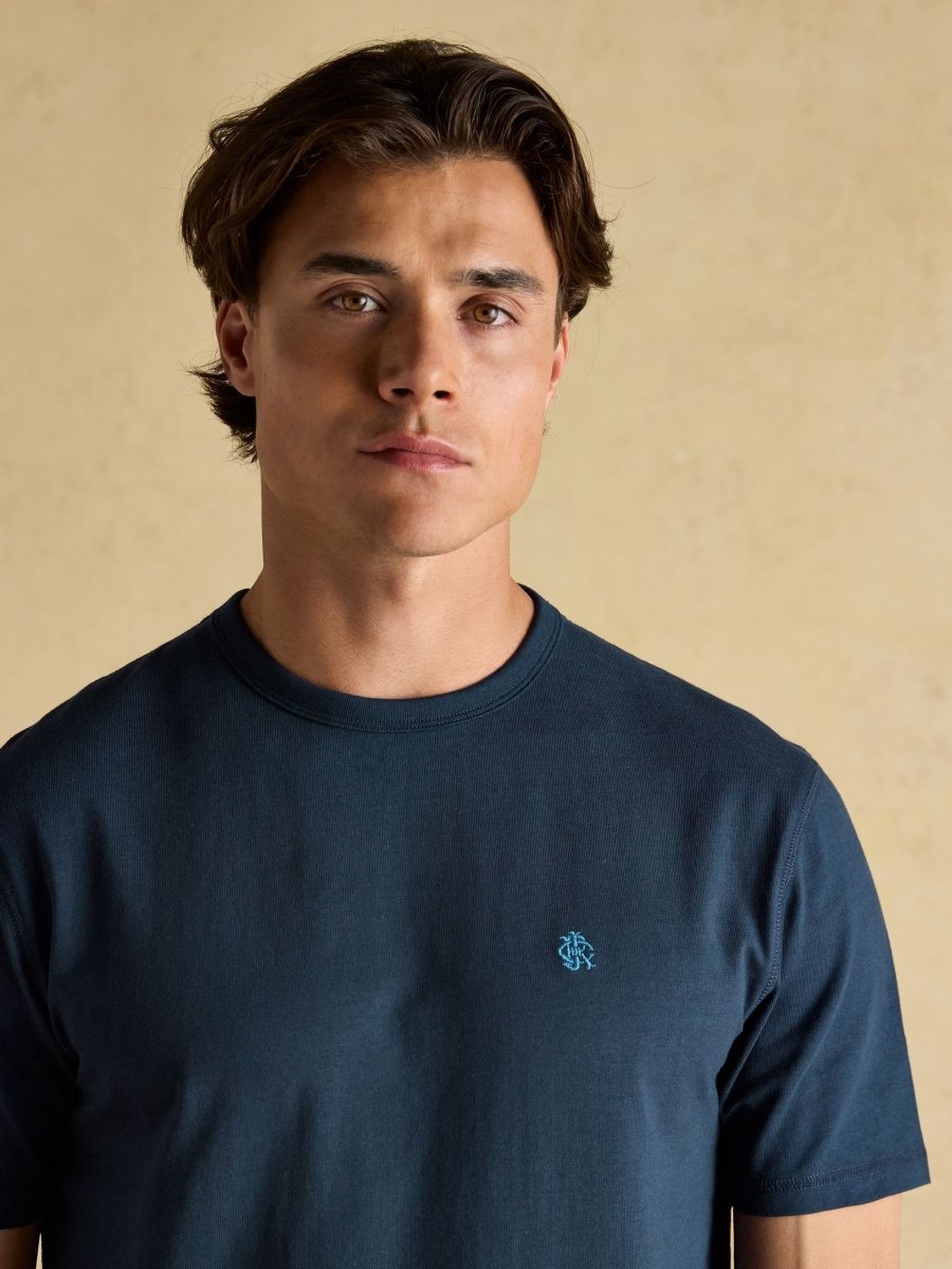 Rugby Club Navy Crew Neck Cotton T-Shirt - RUTHERFORD & Co
