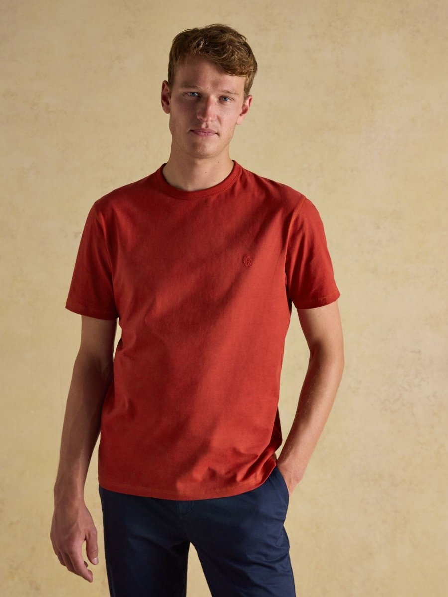 Rugby Club Orange Crew Neck Cotton T-Shirt - RUTHERFORD & Co