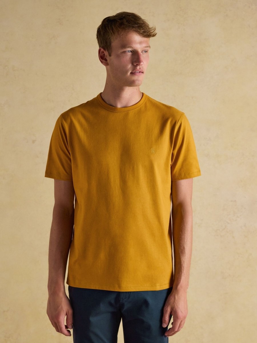 Rugby Club Yellow Crew Neck Cotton T-Shirt - RUTHERFORD & Co
