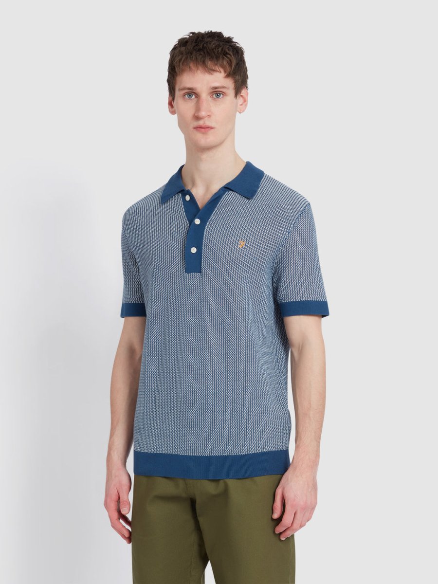 Sandford Knitted Polo Shirt In Cold Metal - RUTHERFORD & Co