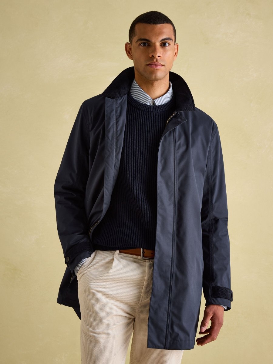 Sandford Navy Blue Waterproof Raincoat - RUTHERFORD & Co