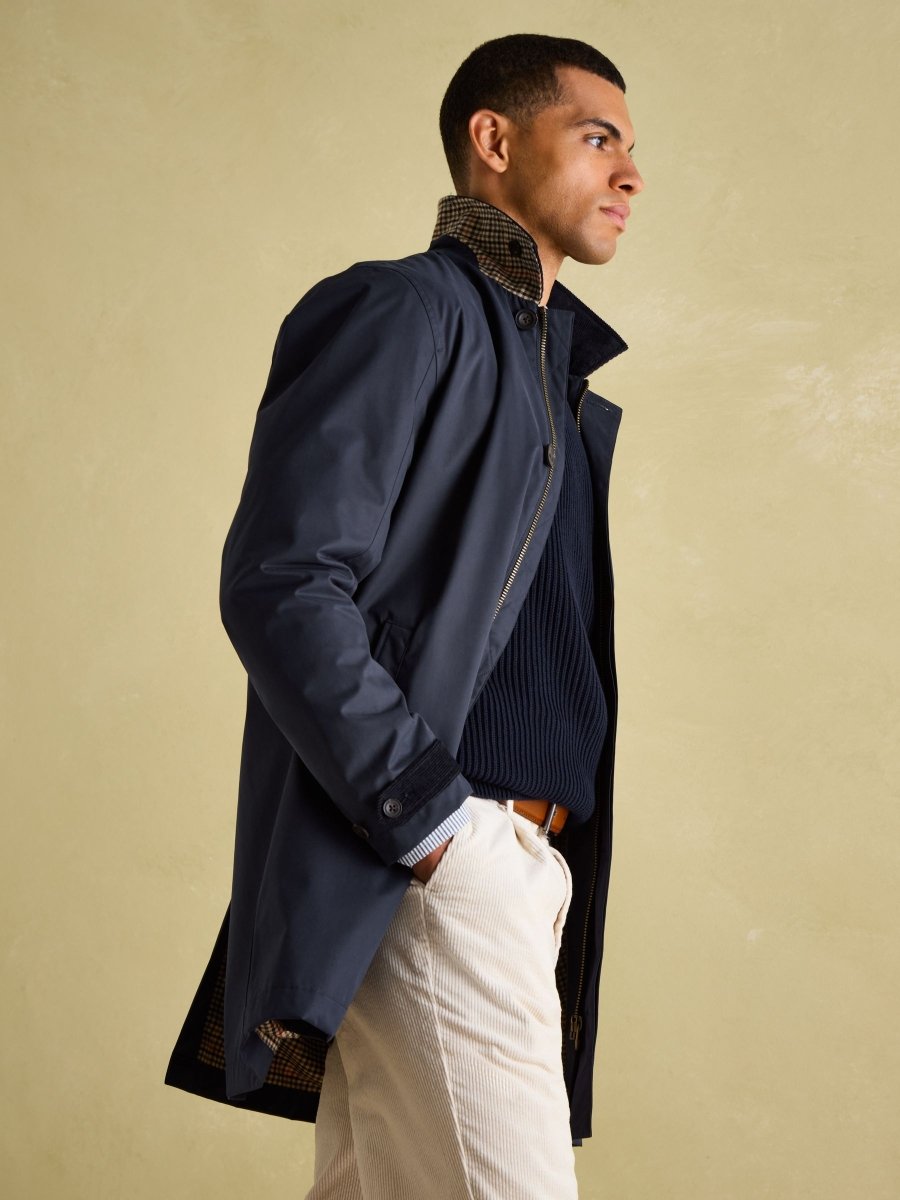 Sandford Navy Blue Waterproof Raincoat - RUTHERFORD & Co