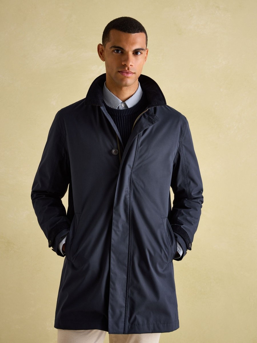 Sandford Navy Blue Waterproof Raincoat - RUTHERFORD & Co