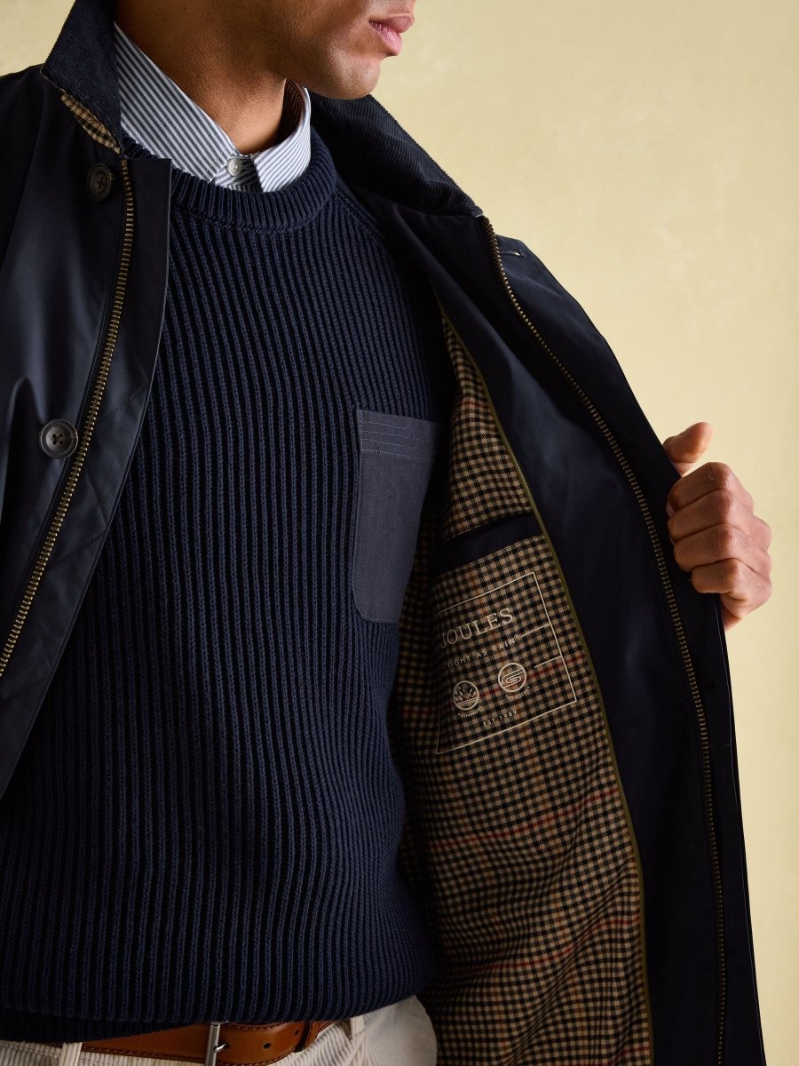 Sandford Navy Blue Waterproof Raincoat - RUTHERFORD & Co