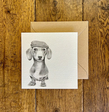 Sidney Sausage Dog Pencil Drawn Greeting Card - RUTHERFORD & Co