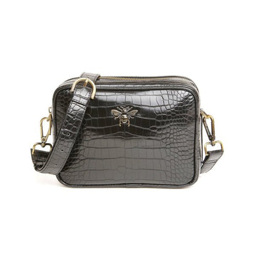 Soho Camera Cross Body Bag/Black Croc - RUTHERFORD & Co