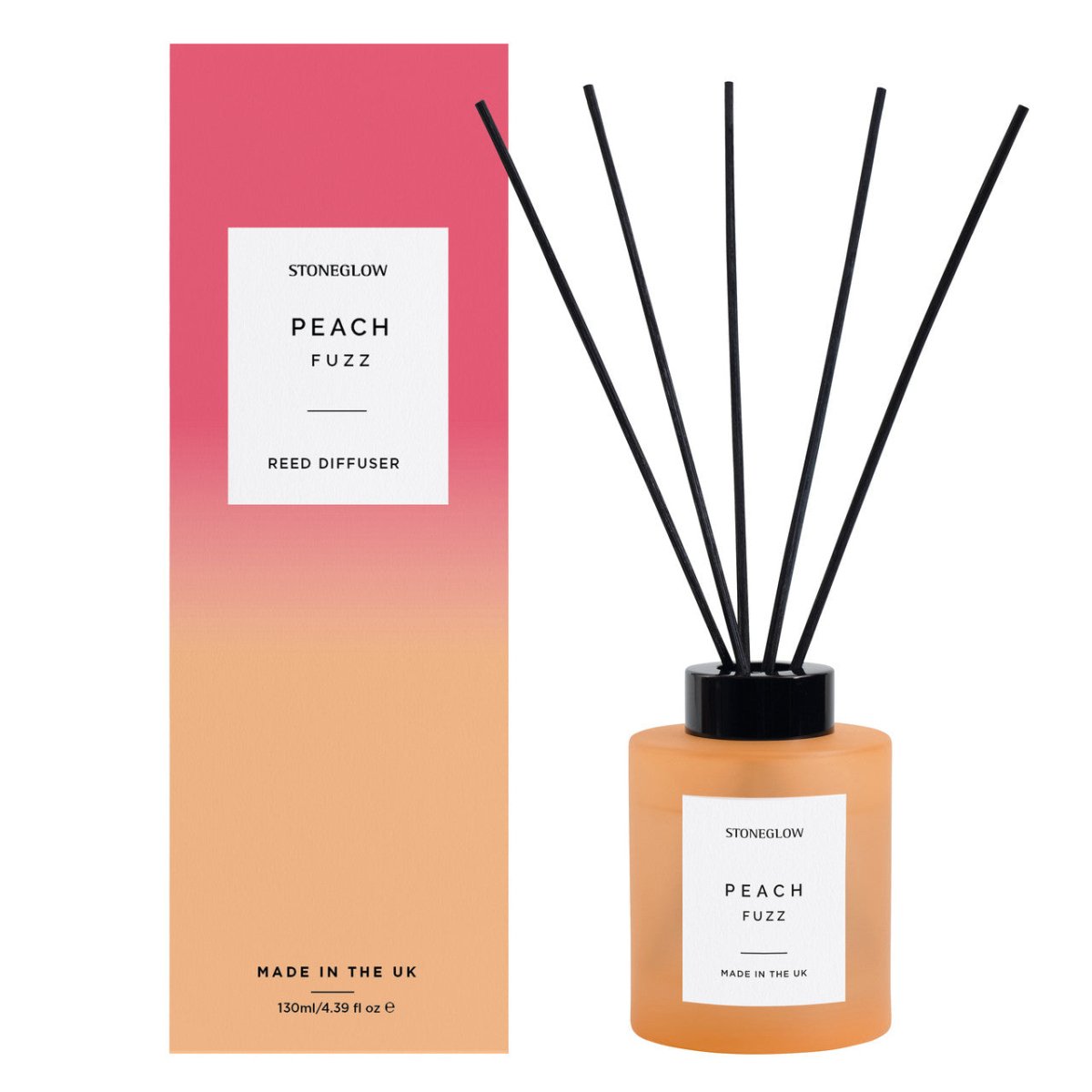 Sol - Peach Fuzz - Scented Reed Diffuser 130ml - Orange Glass - RUTHERFORD & Co