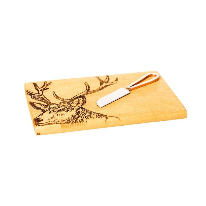 STAG OAK CHEESE BOARD & KNIFE SET - RUTHERFORD & Co