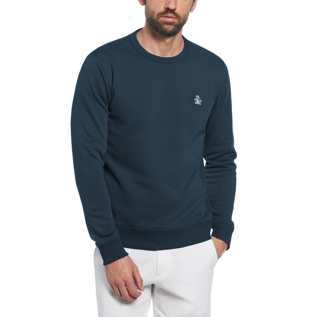 Sticker Pete Fleece Crew Neck Sweatshirt In Blue Wing Teal - RUTHERFORD & Co
