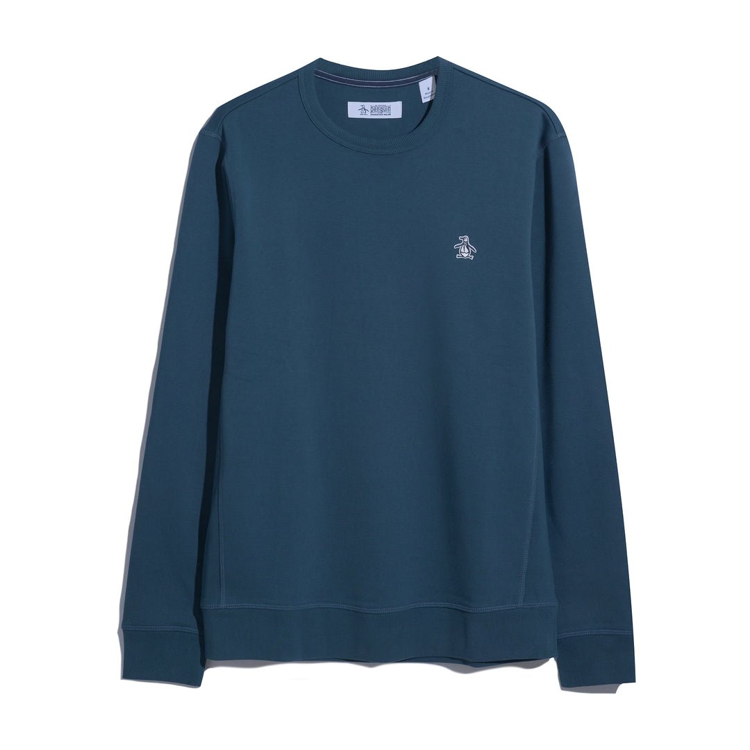 Sticker Pete Fleece Crew Neck Sweatshirt In Blue Wing Teal - RUTHERFORD & Co