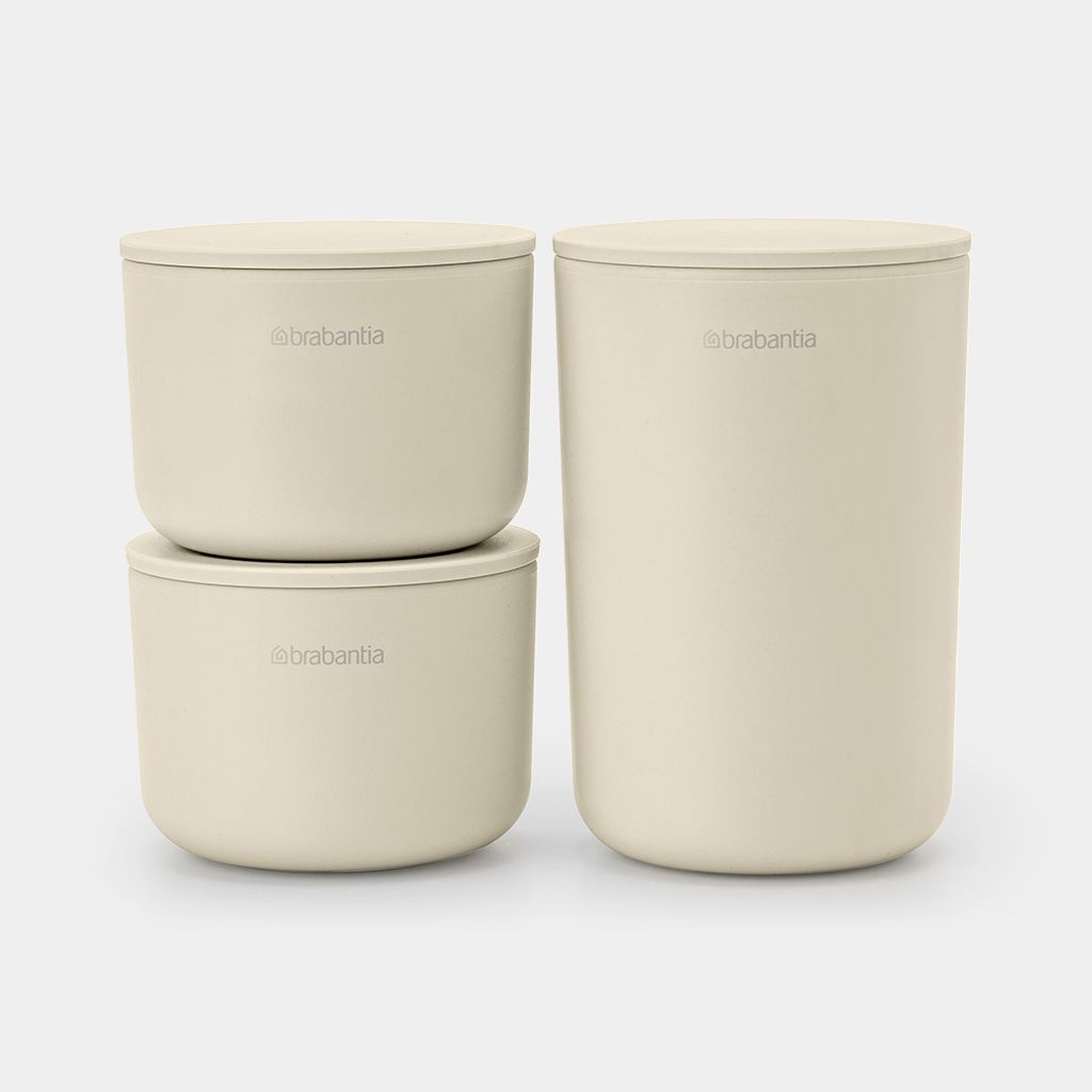 STORAGE POTS Set of 3 - Soft Beige - RUTHERFORD & Co