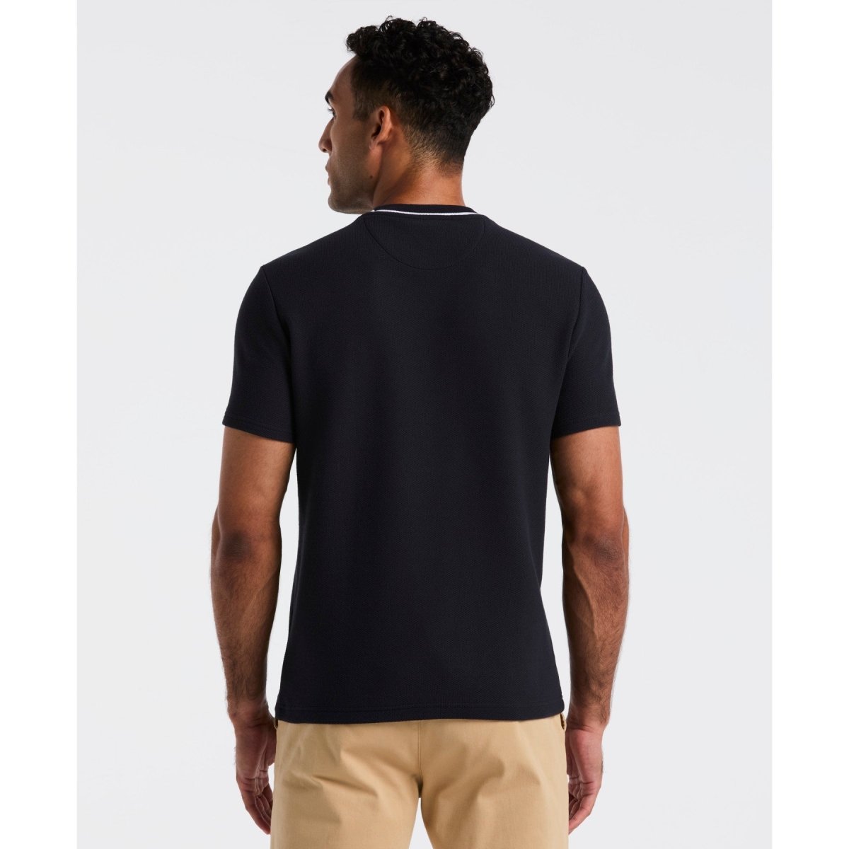 Textured Ringer T-Shirt In Dark Sapphire - RUTHERFORD & Co