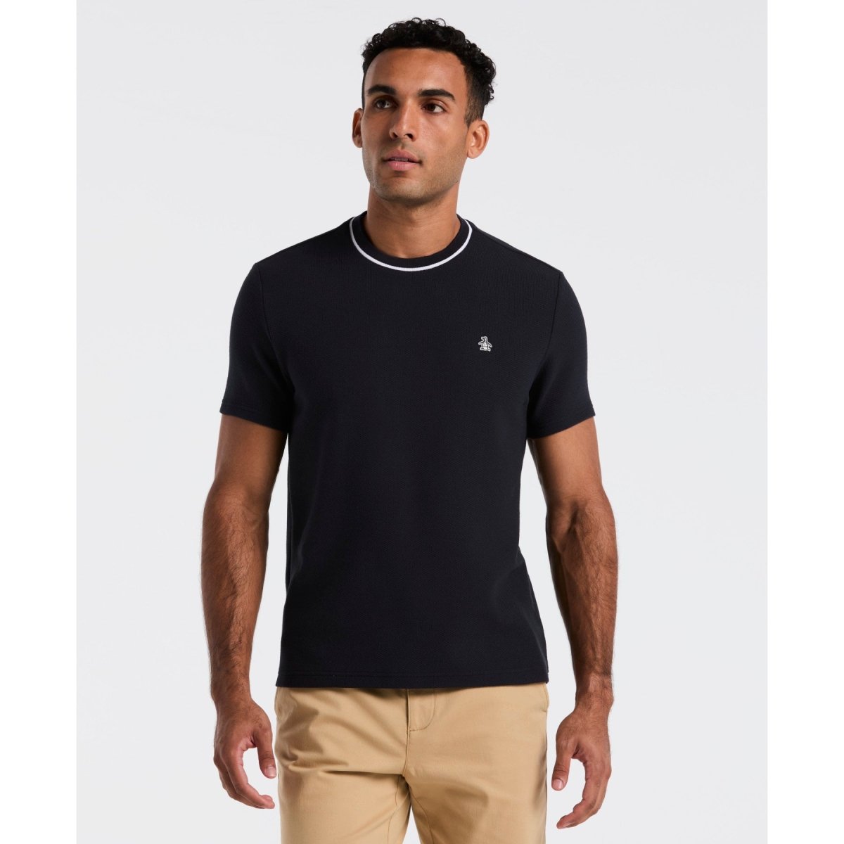 Textured Ringer T-Shirt In Dark Sapphire - RUTHERFORD & Co