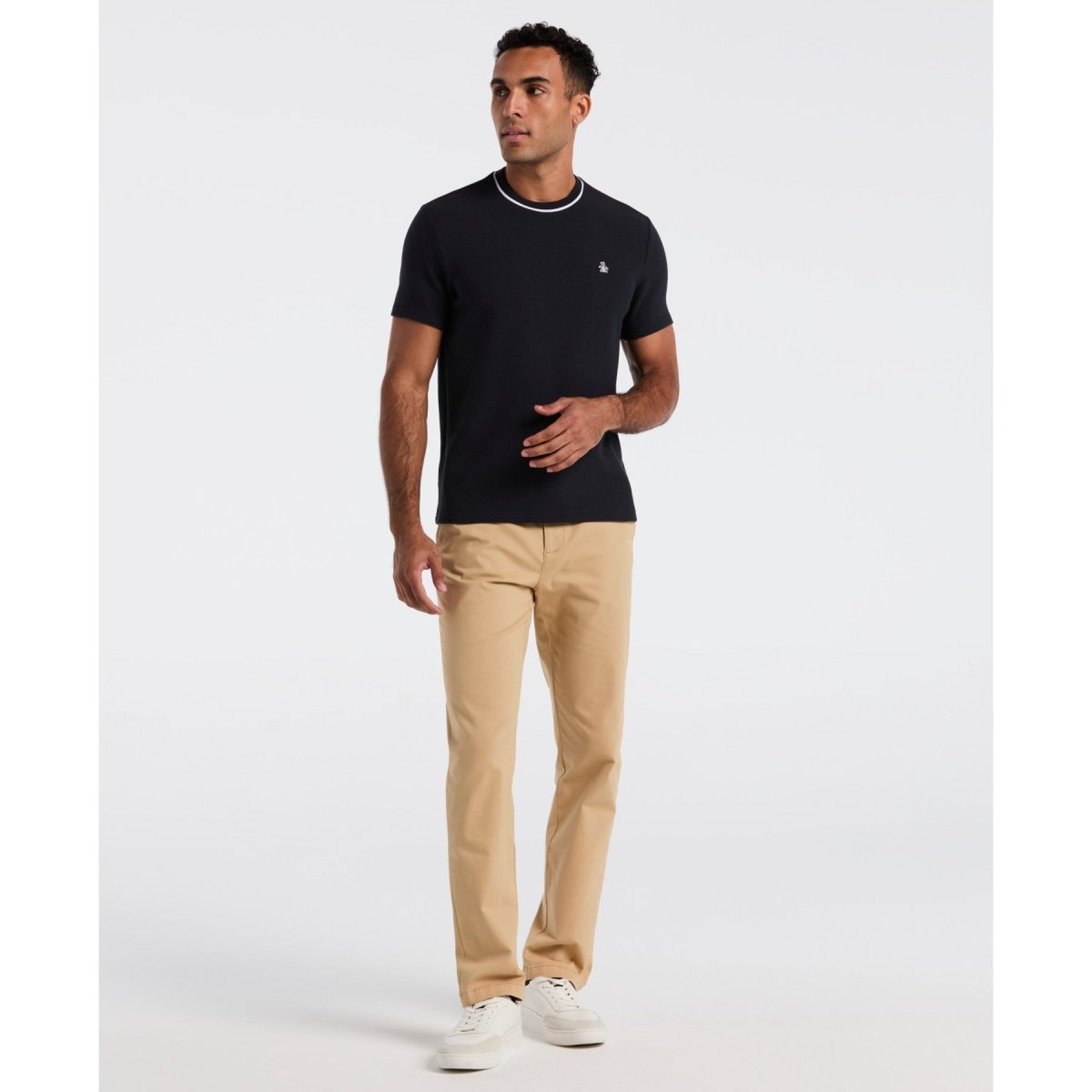 Textured Ringer T-Shirt In Dark Sapphire - RUTHERFORD & Co