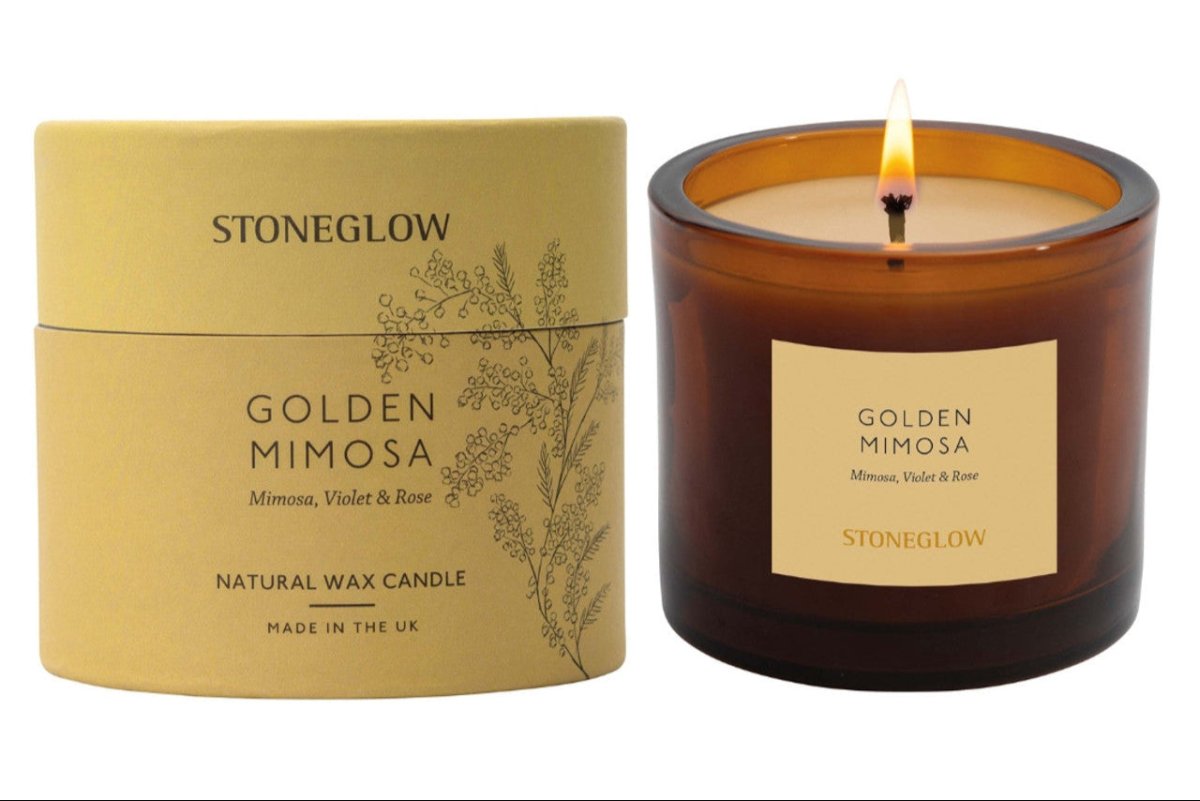 The Walled Garden - Golden Mimosa - Mimosa | Violet | Rose - Scented Natural Wax Candle Tumbler (79 x 89mm) - RUTHERFORD & Co