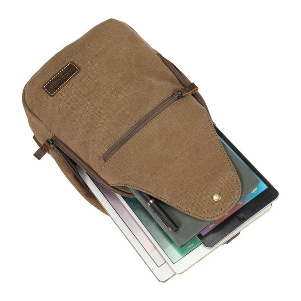 TRP0551 Troop London Classic Sling Bag, One Strap Backpack Brown - RUTHERFORD & Co
