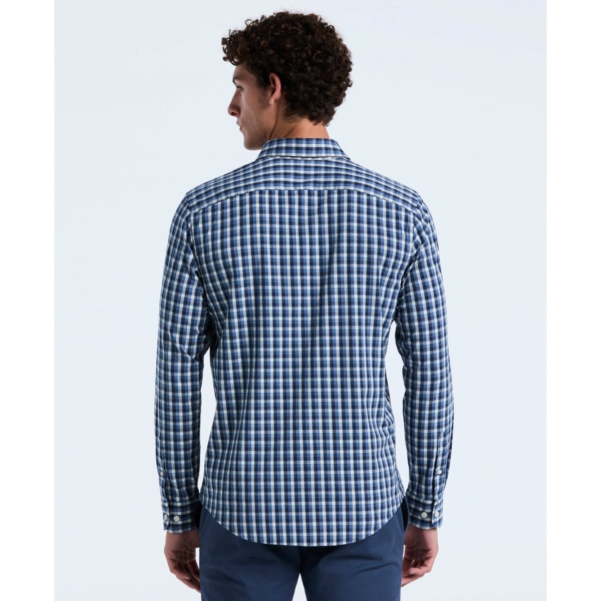 Twill Check Shirt In Copen Blue - RUTHERFORD & Co